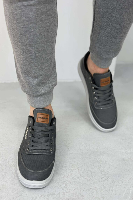 LACING SIMPLE ONE COLOR MEN SNEAKERS GREY/GRI - 4