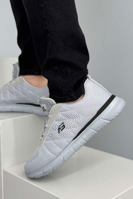 LACING SIMPLE PLATFORM MEN SNEAKERS LIGHT GREY/GZ - 4