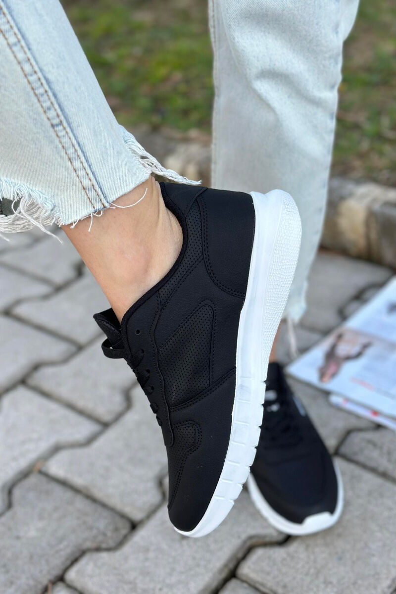 LACING SIMPLE WOMAN SNEAKERS LTH BLACK-WHITE/ZB LK - 3
