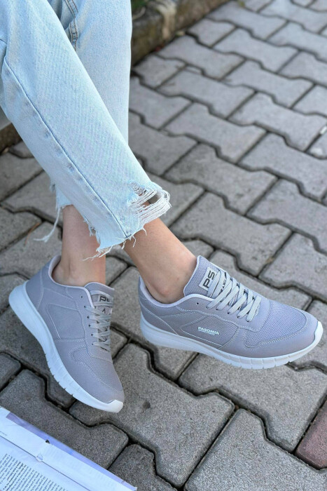 LACING SIMPLE WOMAN SNEAKERS LEATHER GREY/GRI LEKURE - 4