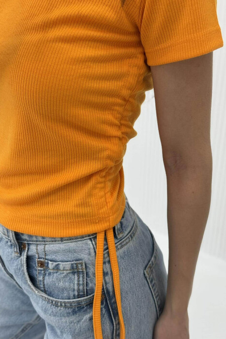 LACING SIMPLE WOMAN T-SHIRT ORANGE/PORTOKALLI - 3