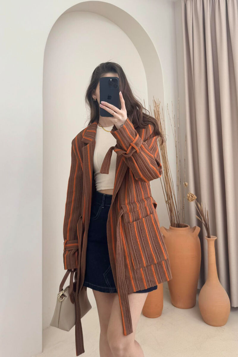 LACING STRIPES WOMEN JACKET BROWN/KAFE - 1