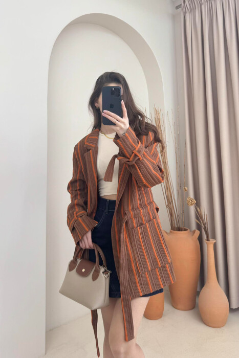 LACING STRIPES WOMEN JACKET BROWN/KAFE - 2