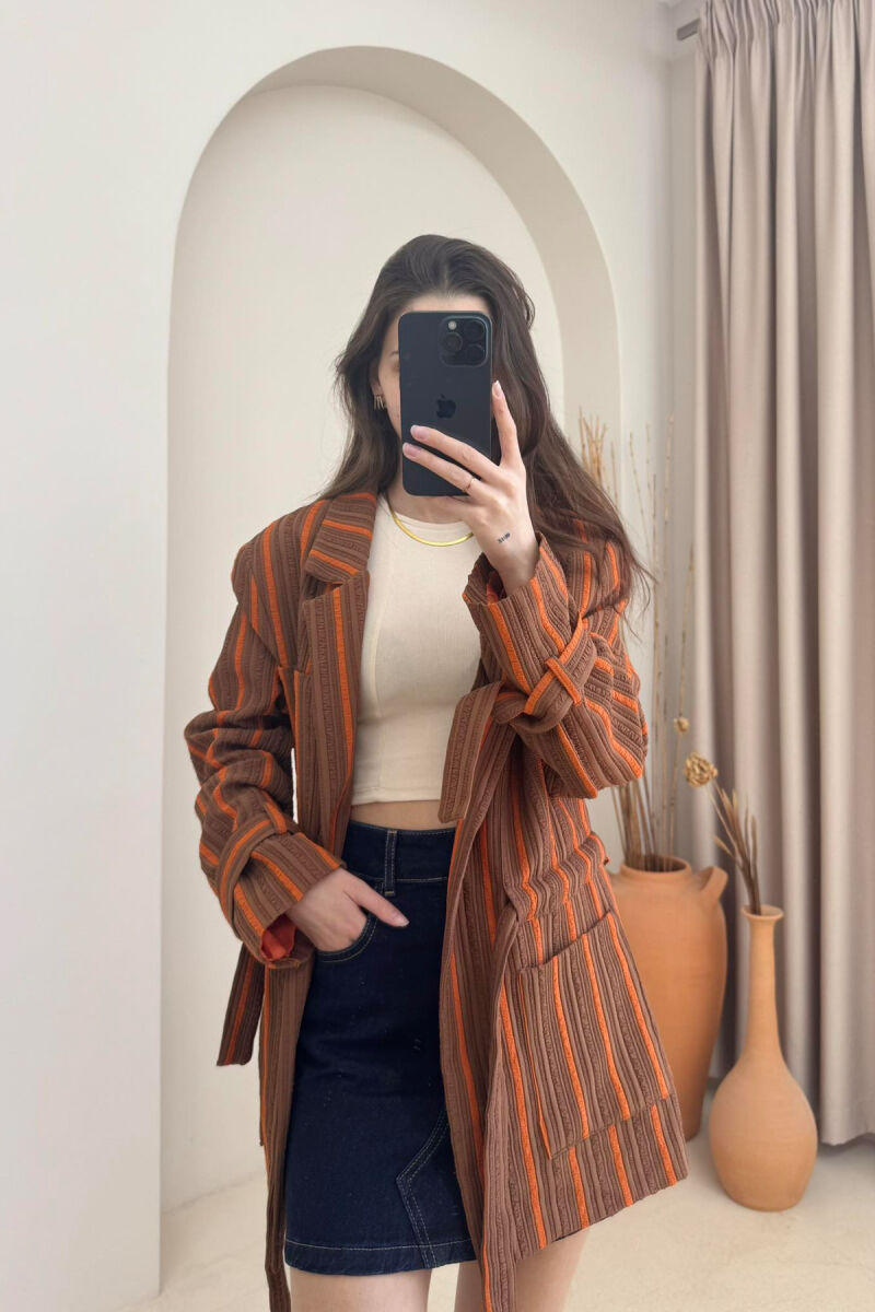LACING STRIPES WOMEN JACKET BROWN/KAFE - 3