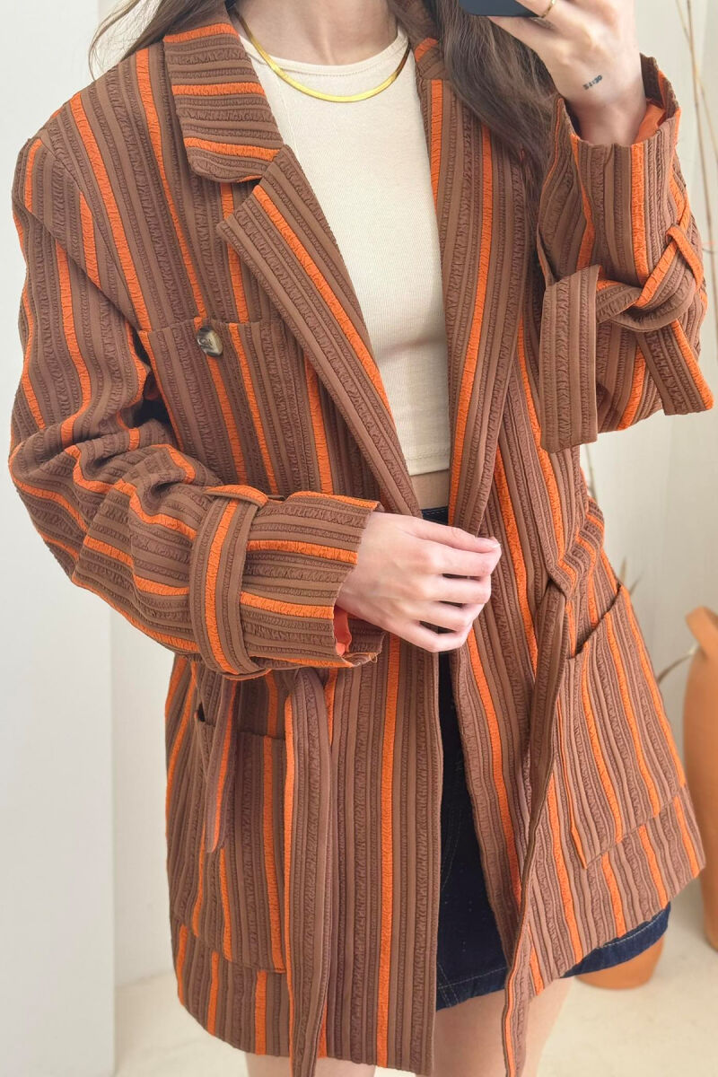 LACING STRIPES WOMEN JACKET BROWN/KAFE - 4