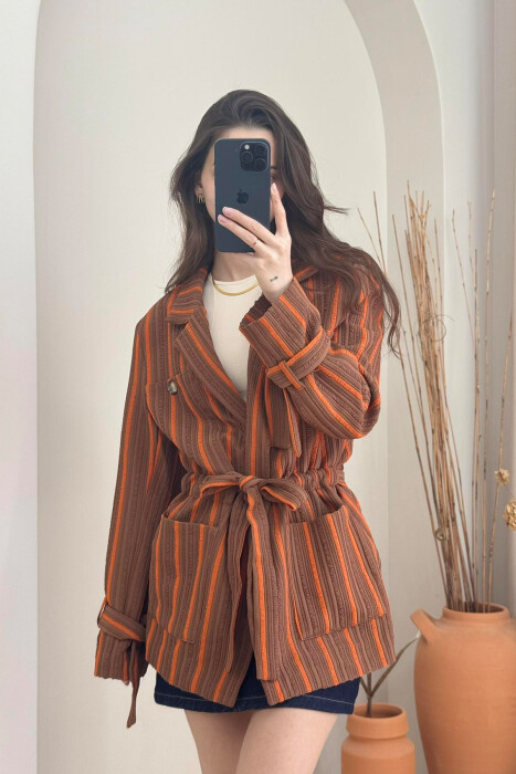 LACING STRIPES WOMEN JACKET BROWN/KAFE - 5