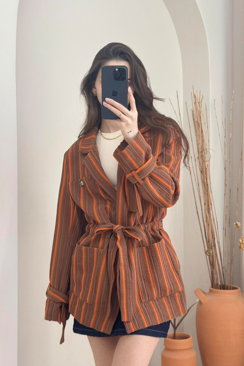 LACING STRIPES WOMEN JACKET BROWN/KAFE - 5
