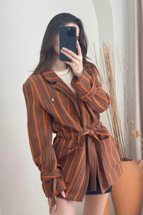 LACING STRIPES WOMEN JACKET BROWN/KAFE - 6