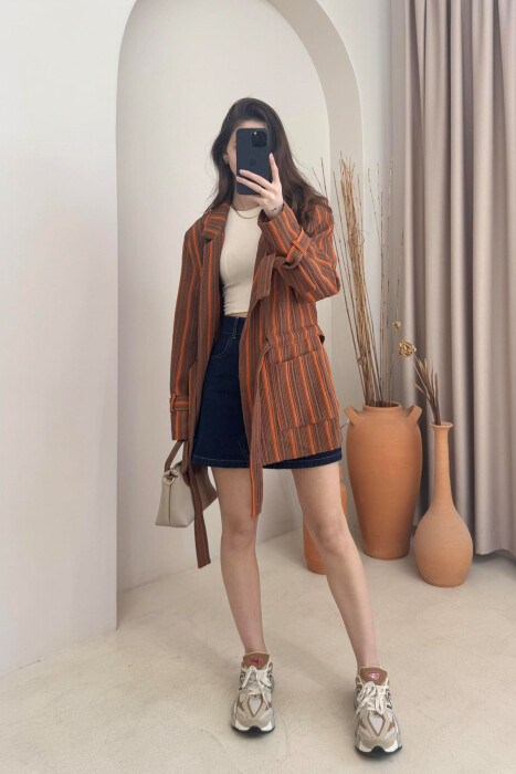 LACING STRIPES WOMEN JACKET BROWN/KAFE - 7