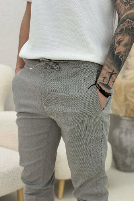 LACING WAIST MEN PANTS BEIGE/BEZHE - 2