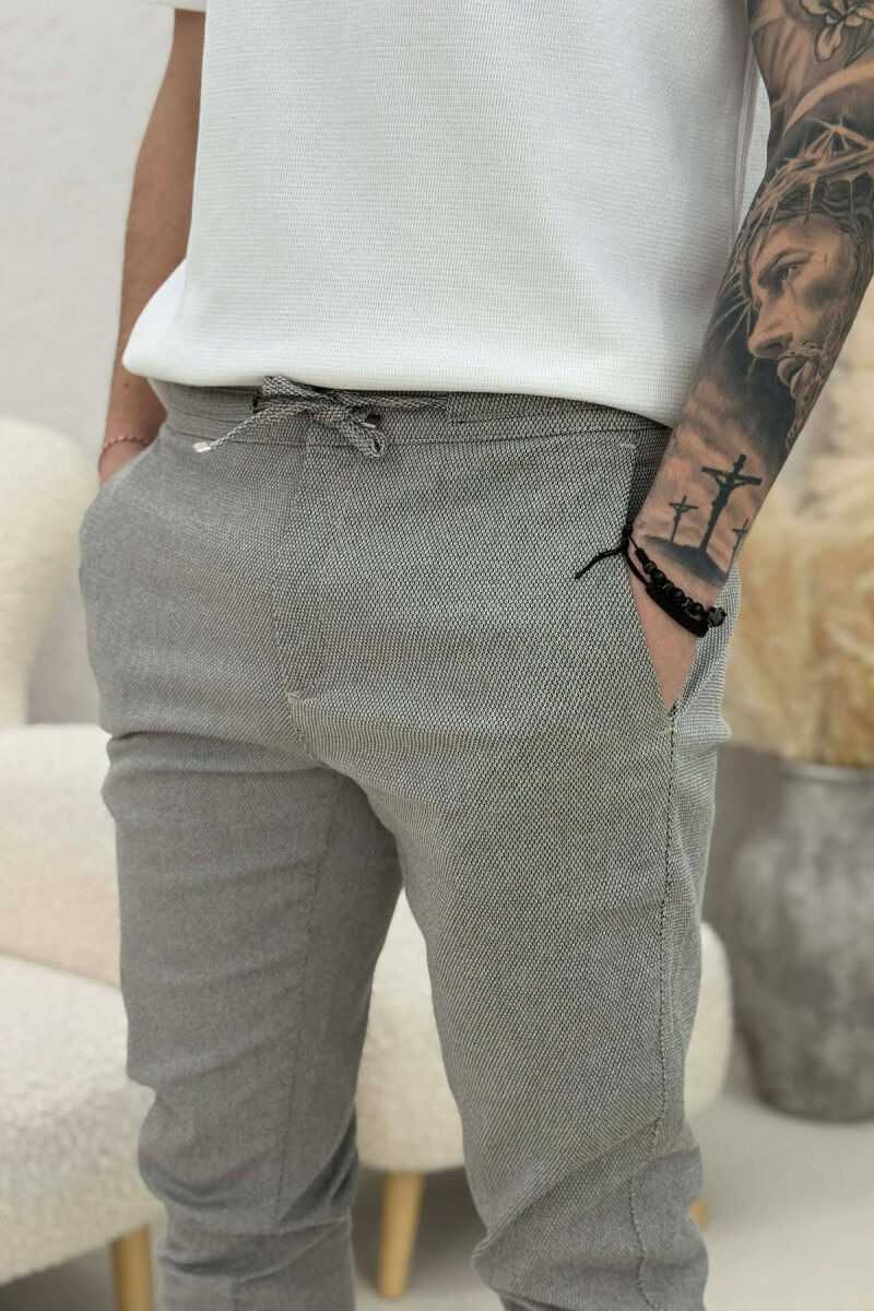 LACING WAIST MEN PANTS BEIGE/BEZHE - 2