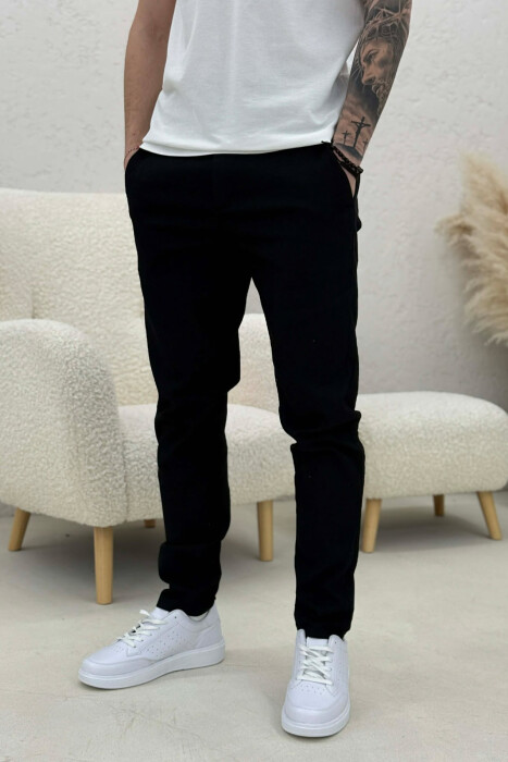 LACING WAIST MEN PANTS BLACK/ E ZEZE - 1