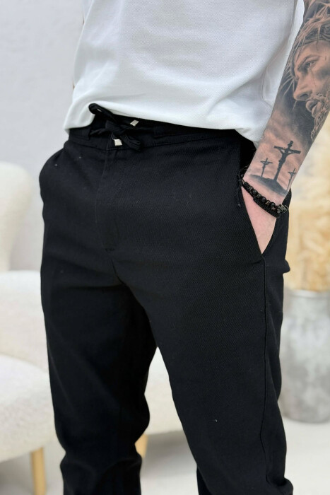LACING WAIST MEN PANTS BLACK/ E ZEZE - 3