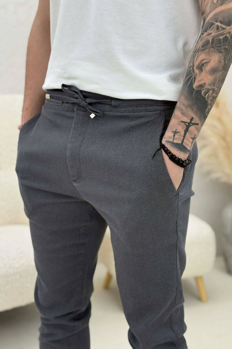 LACING WAIST MEN PANTS DARK GREY/GEE - 3