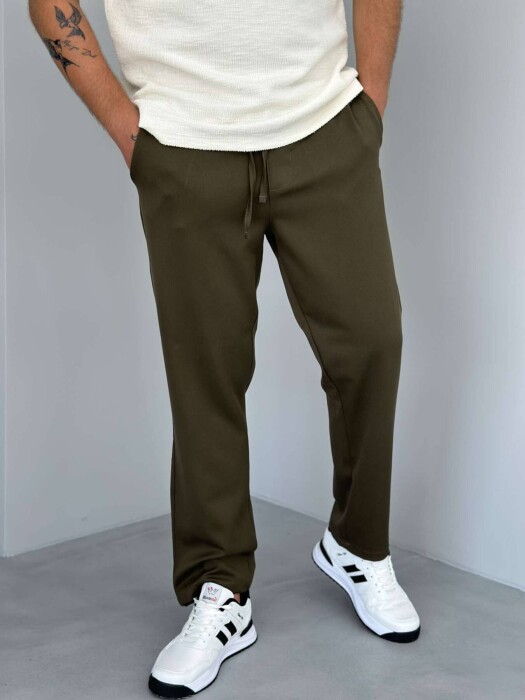 LACING WAIST ONE COLOR MEN PANTS OLIVE/ULLI - 3