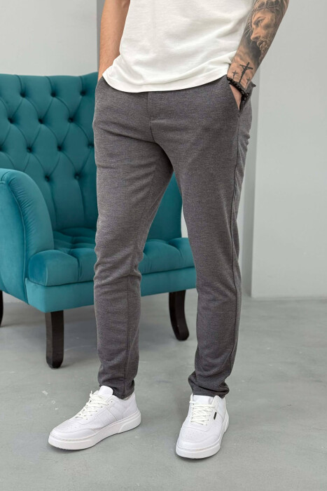 LACING WAIST SIMPLE MEN PANTS DARK GREY/GEE - KLAUDIO FASHION