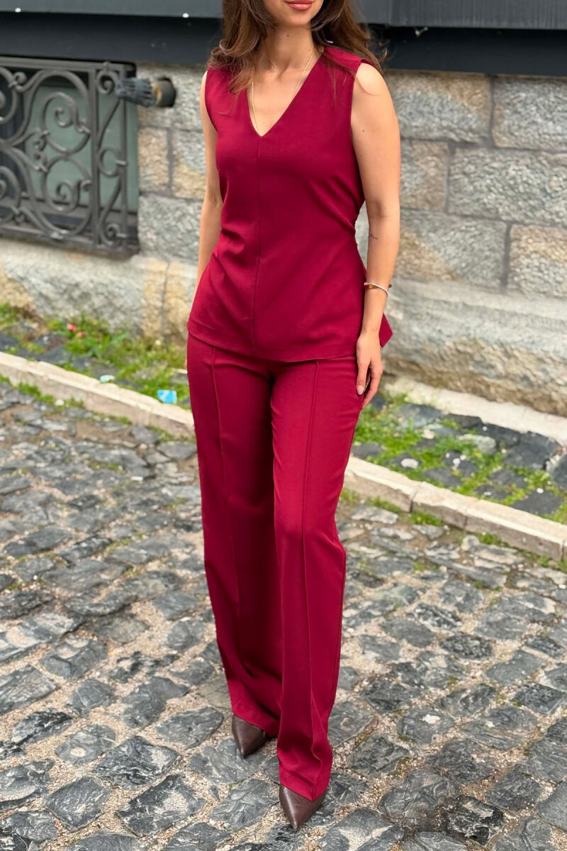 LACING WAIST TANK TOP + TROUSERS WOMAN SET DARK BURGUNDY/VISHNJE E ERRET - 3