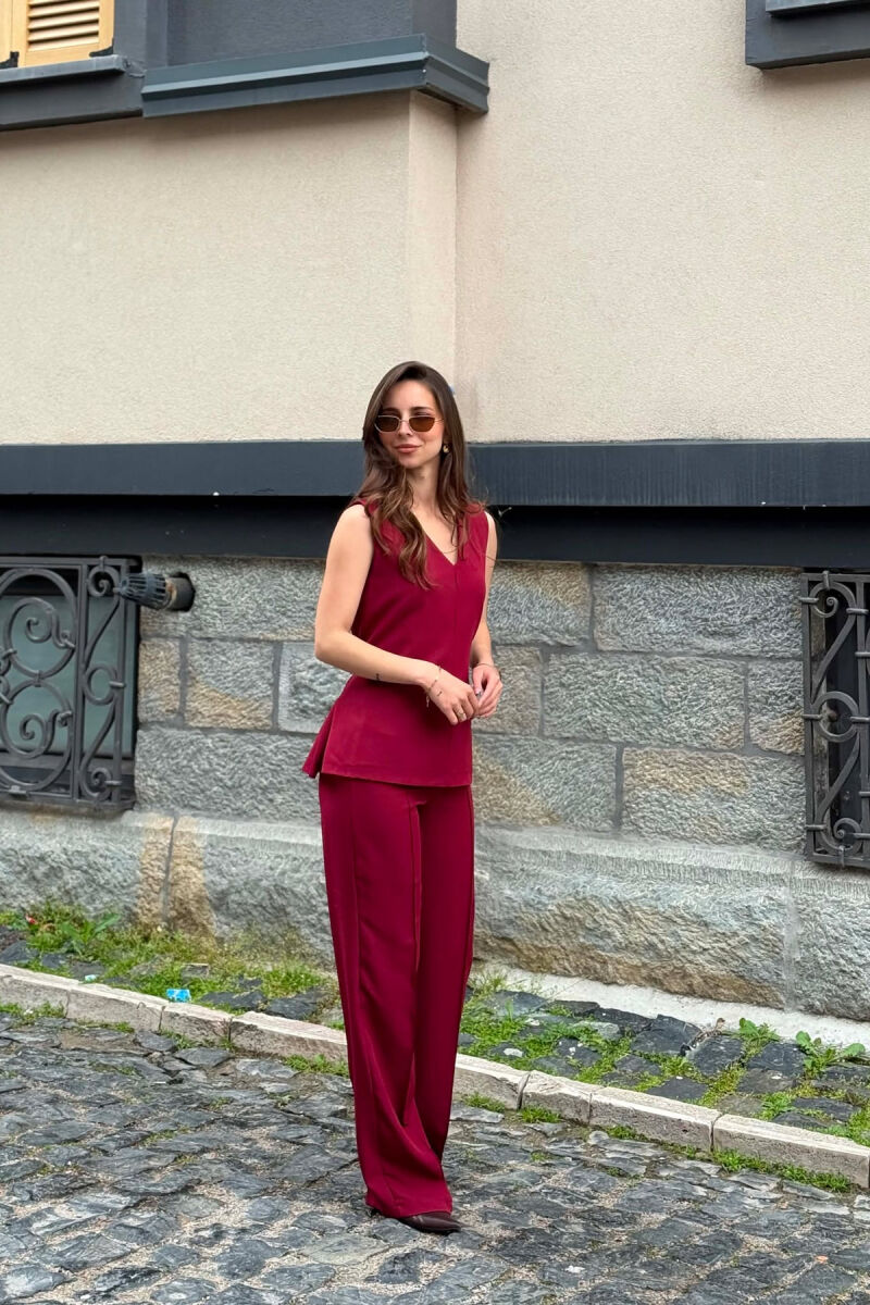 LACING WAIST TANK TOP + TROUSERS WOMAN SET DARK BURGUNDY/VISHNJE E ERRET - 4