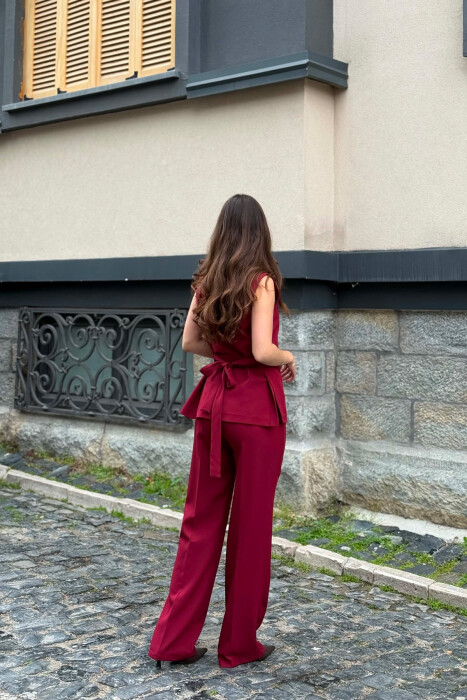 LACING WAIST TANK TOP + TROUSERS WOMAN SET DARK BURGUNDY/VISHNJE E ERRET - 5
