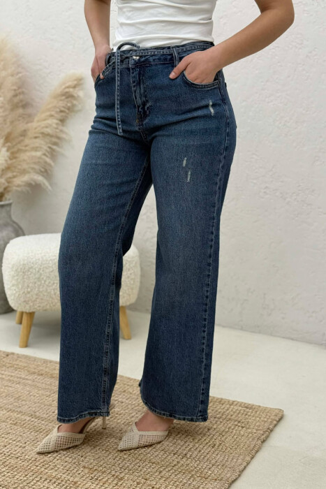 LACING WAIST WOMAN JEANS BLUE/BLU - 2