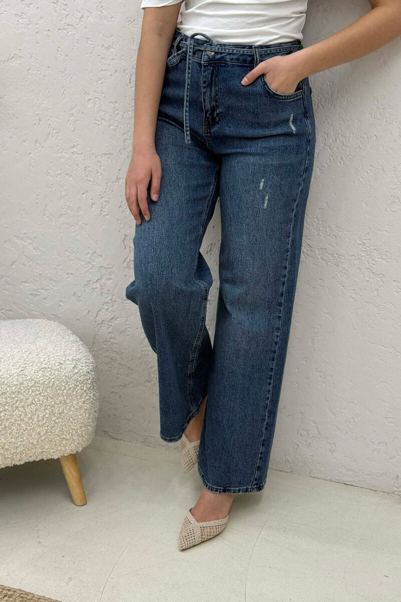 LACING WAIST WOMAN JEANS BLUE/BLU - 3