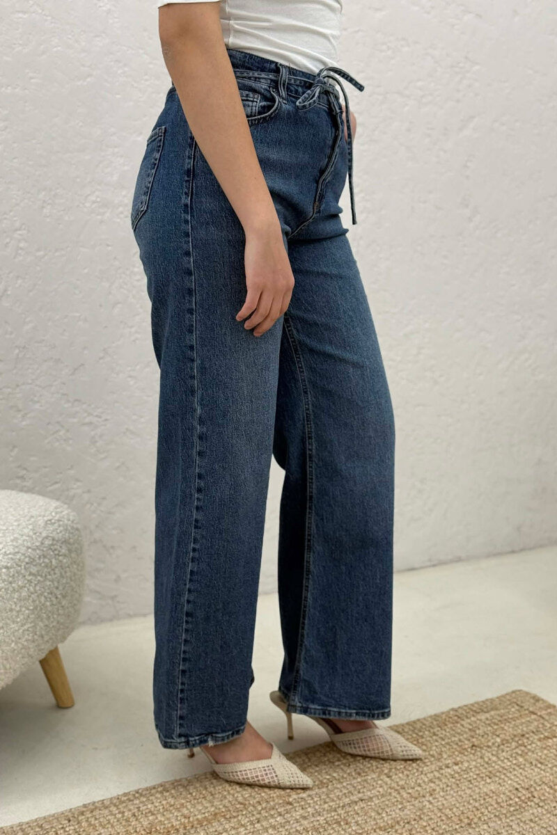 LACING WAIST WOMAN JEANS BLUE/BLU - 4
