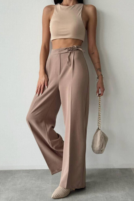 LACING WIDE LEG WOMAN TROUSERS BEIGE/BEZHE 