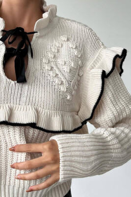 LACING WOMAN SWEATER CREAM/KREM 