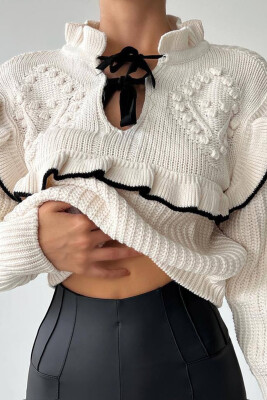 LACING WOMAN SWEATER CREAM/KREM 