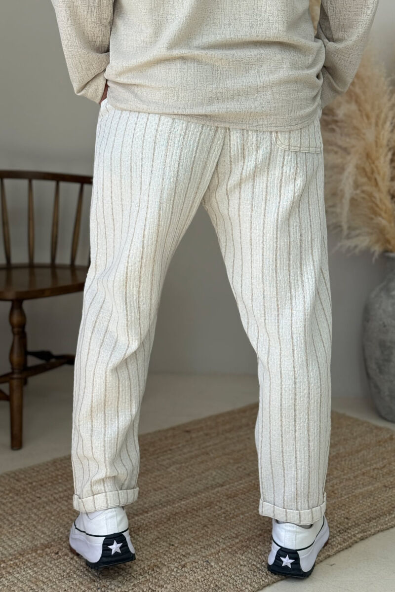 LACINGS DETAIL STRAPS MEN PANTS CREAM/KREM - 3