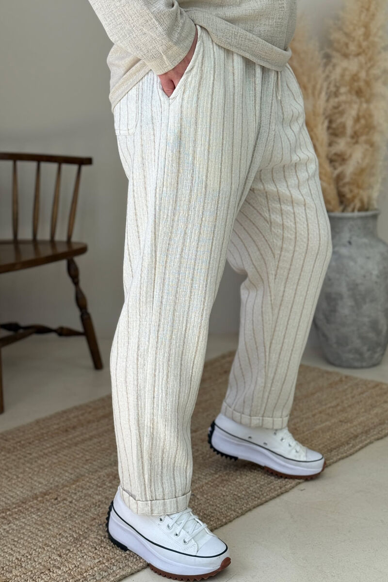 LACINGS DETAIL STRAPS MEN PANTS CREAM/KREM - 4
