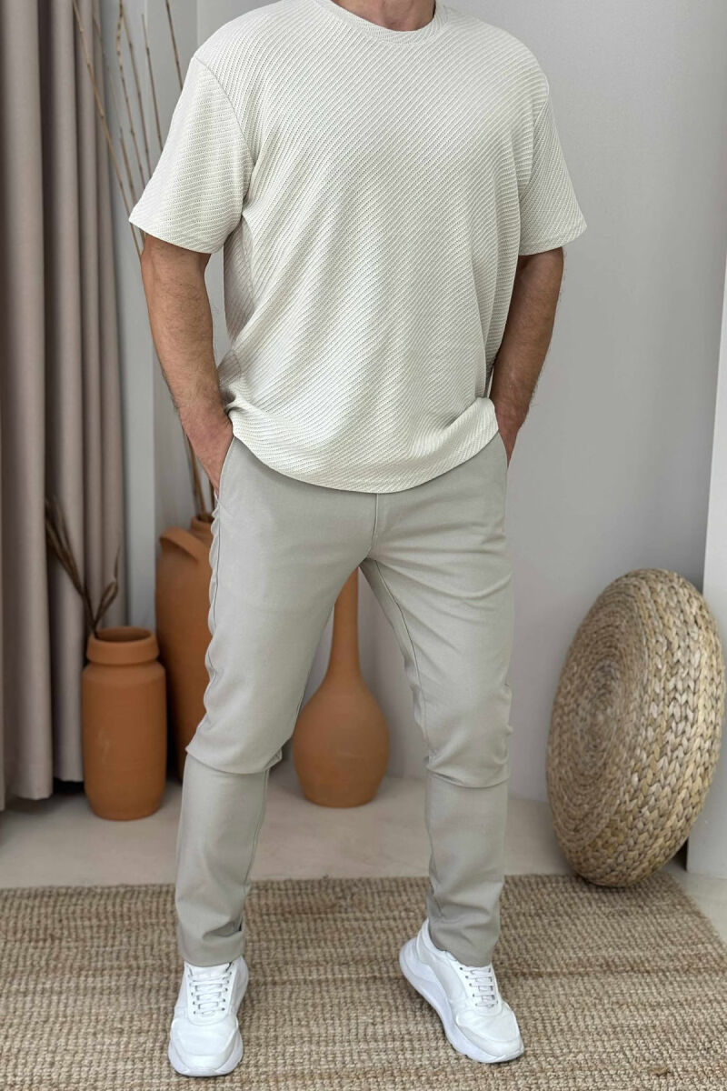 LACINGS DETAIL WIDE LEG MEN PANTS BEIGE/BEZHE - 1