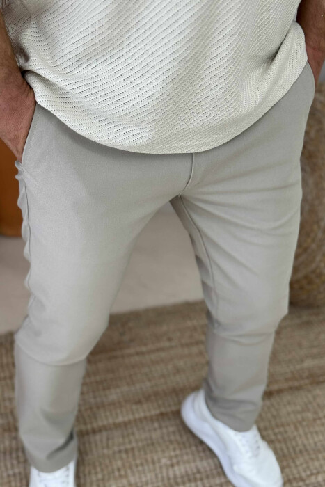 LACINGS DETAIL WIDE LEG MEN PANTS BEIGE/BEZHE - 2