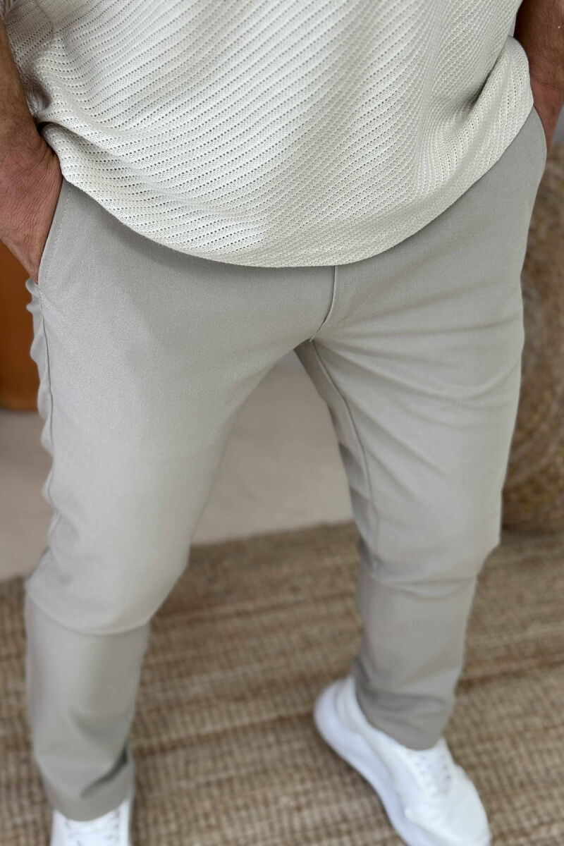 LACINGS DETAIL WIDE LEG MEN PANTS BEIGE/BEZHE - 2