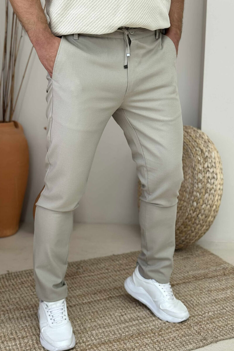 LACINGS DETAIL WIDE LEG MEN PANTS BEIGE/BEZHE - 4