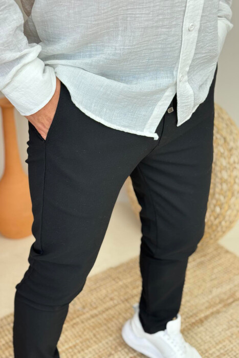 LACINGS DETAIL WIDE LEG MEN PANTS BLACK/ E ZEZE - 2