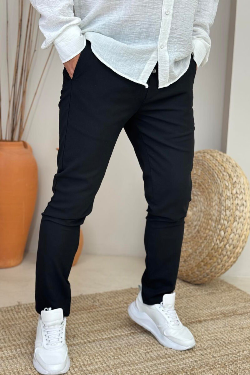 LACINGS DETAIL WIDE LEG MEN PANTS BLACK/ E ZEZE - 3