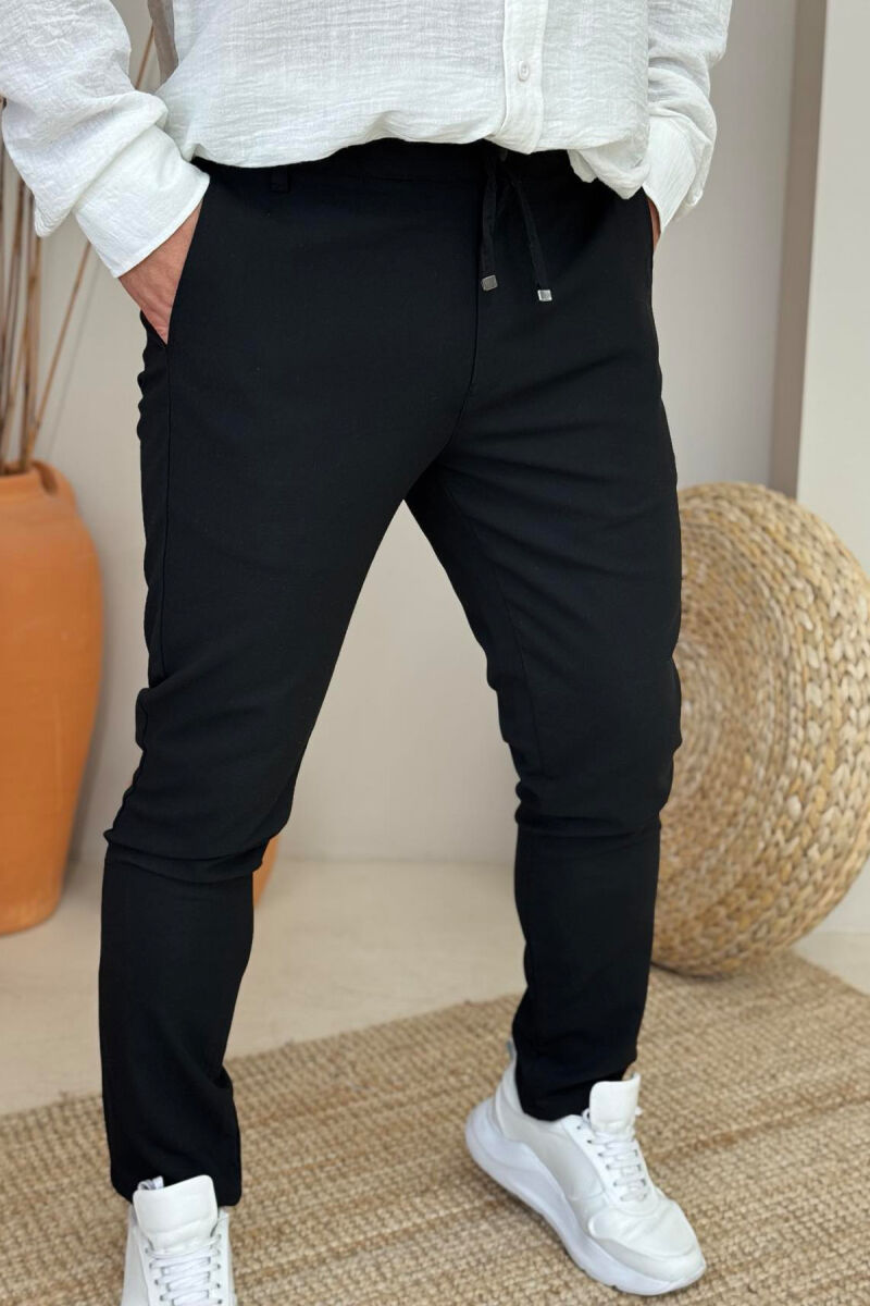 LACINGS DETAIL WIDE LEG MEN PANTS BLACK/ E ZEZE - 4