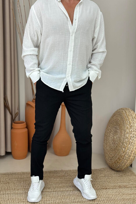 LACINGS DETAIL WIDE LEG MEN PANTS BLACK/ E ZEZE 