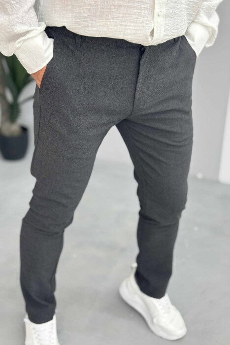 LACINGS DETAIL WIDE LEG MEN PANTS DARK GREY/GEE - 4