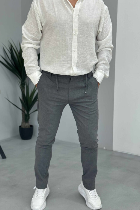 LACINGS DETAIL WIDE LEG MEN PANTS GREY/GRI 