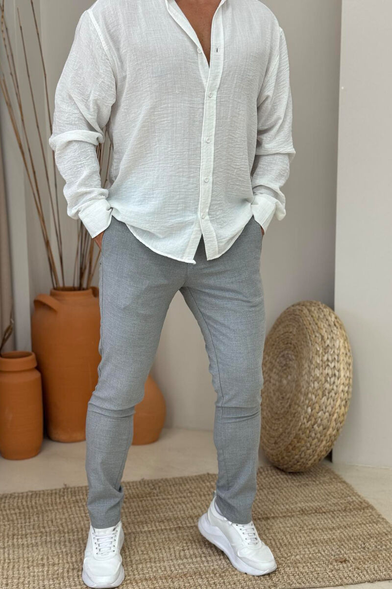 LACINGS DETAIL WIDE LEG MEN PANTS LIGHT GREY/GZ - 1