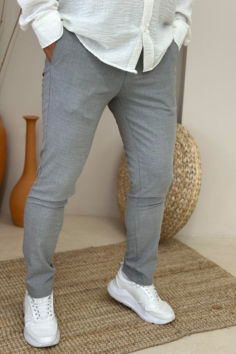 LACINGS DETAIL WIDE LEG MEN PANTS LIGHT GREY/GZ - 2