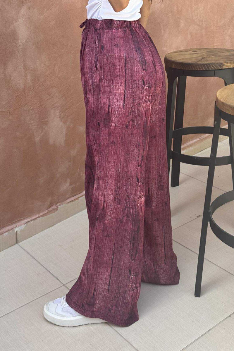 LACINGS ELASTIC WAIST DESIGNED WOMEN TROUSERS BURGUNDY/VISHNJE - 5