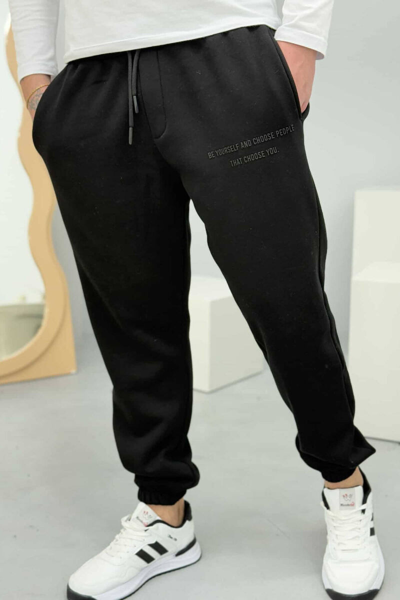 LACINGS FLUFFY MEN SWEATPANTS BLACK/ E ZEZE - 1