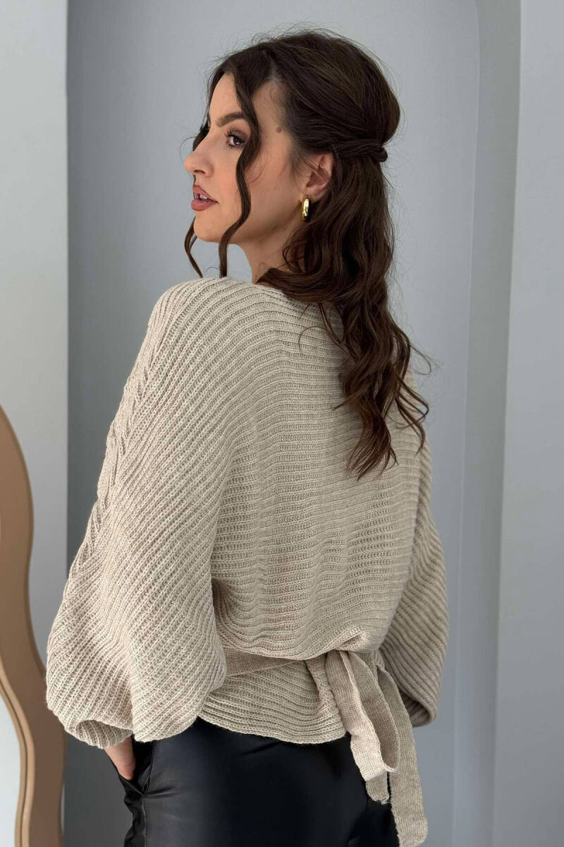 LACINGS KNITTED WOMEN SWEATER BEIGE/BEZHE - 3