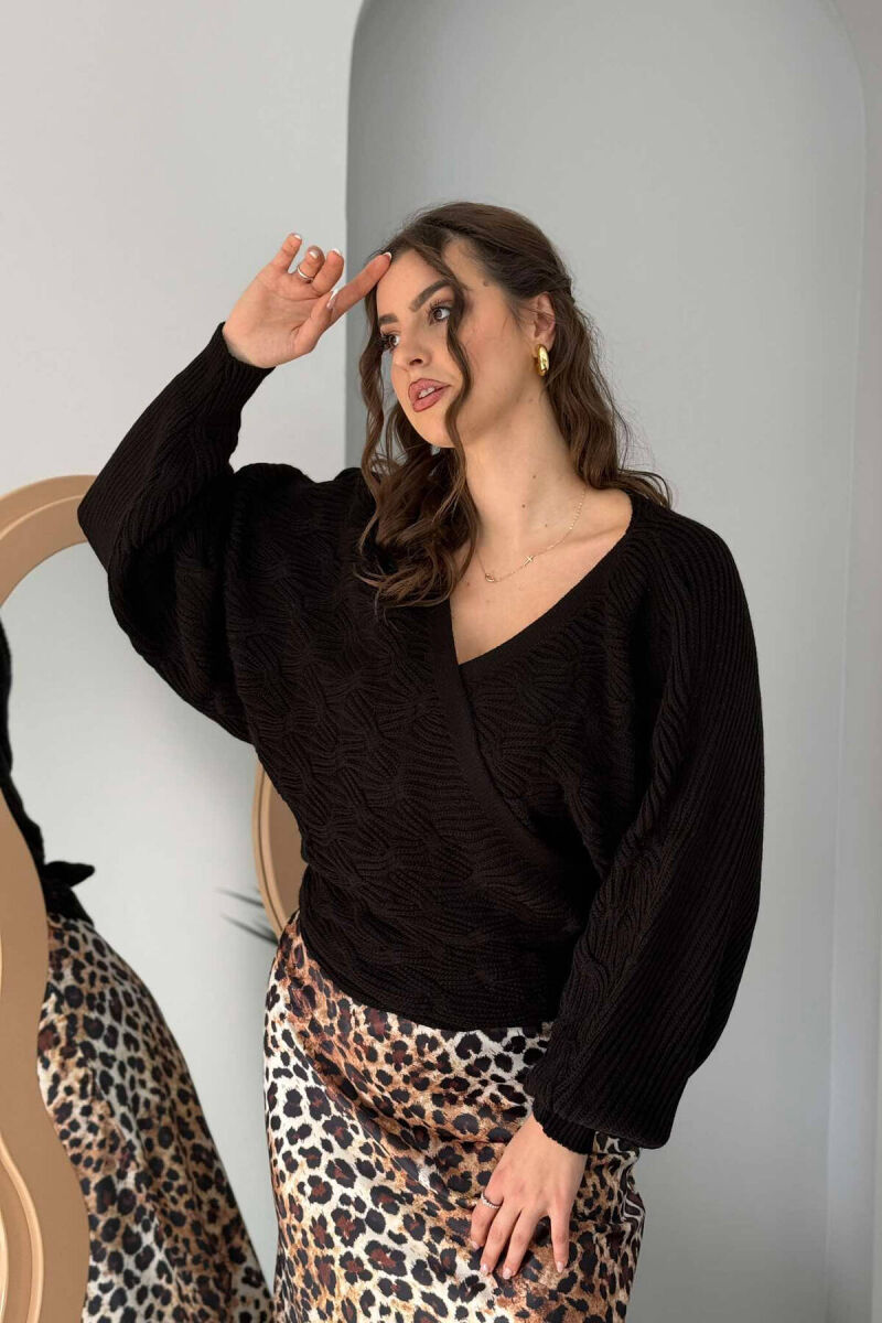 LACINGS KNITTED WOMEN SWEATER BLACK/ E ZEZE - 5