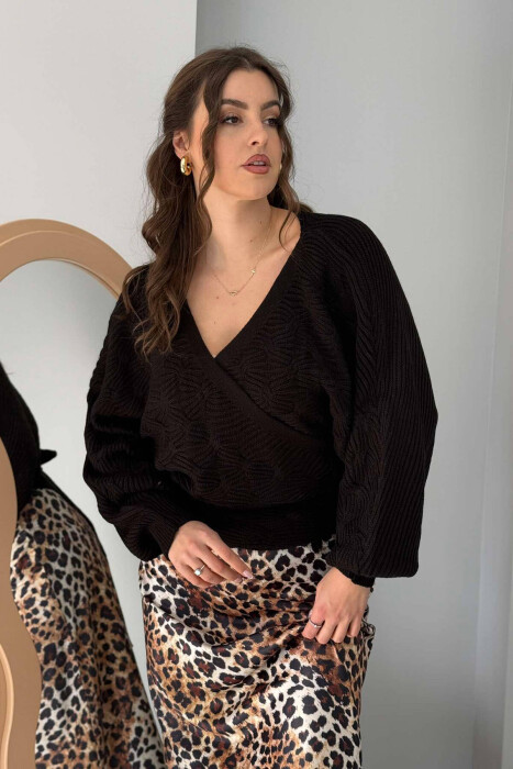 LACINGS KNITTED WOMEN SWEATER BLACK/ E ZEZE 