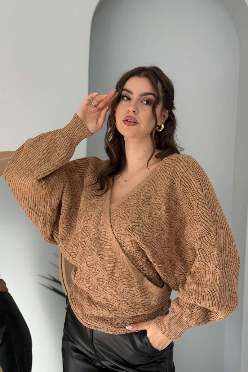 LACINGS KNITTED WOMEN SWEATER BROWN/KAFE - 3