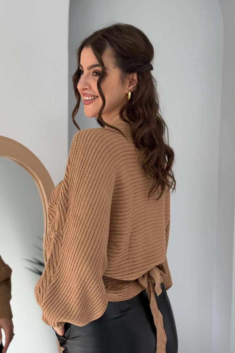 LACINGS KNITTED WOMEN SWEATER BROWN/KAFE - 5